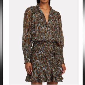 Veronica Beard Armeria Lurex Multicolor Paisley Long Sleeve Mini Dress Size 0